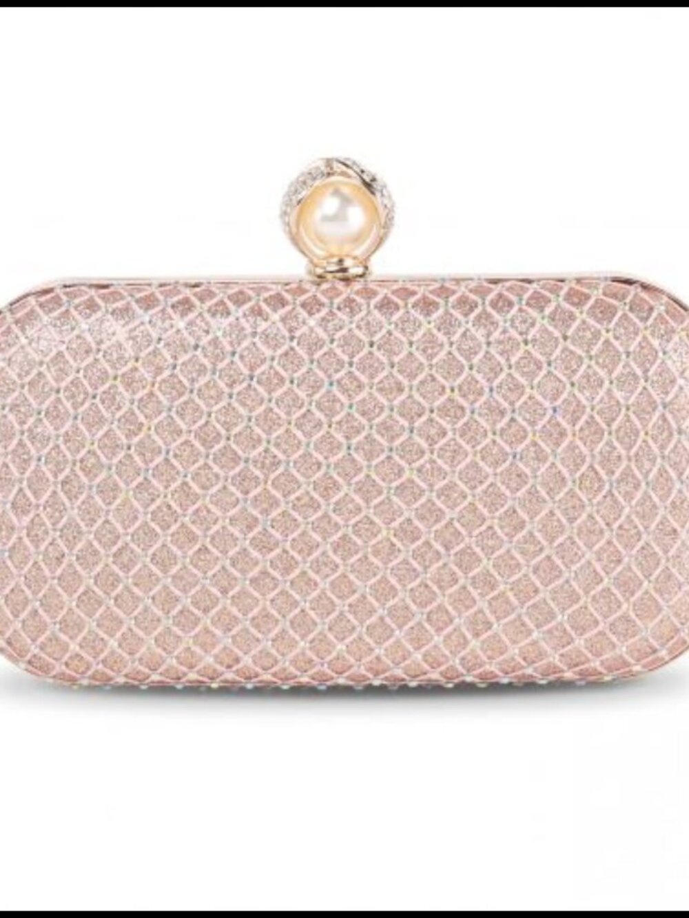 Glitter PU Evening Clutch with Rhinestones & Chain Strap